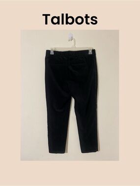 Talbots Classic Side Zip Black Velveteen Cropped Pants Size 12